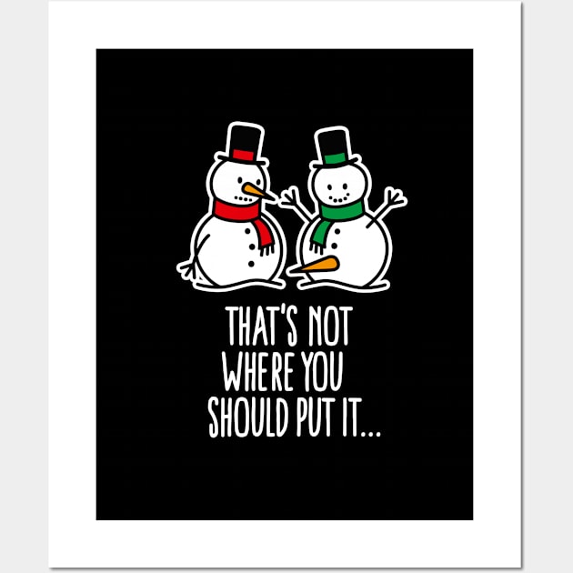 Funny Christmas gift snowman cartoon carrot penis naughty Christmas Wall Art by LaundryFactory